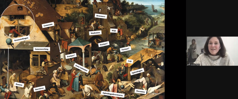 Suzanne Potjer laat het systeem zien via een schilderij van Pieter Breugel.